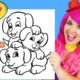 Coloring Cute Puppies Crayola Coloring Page Prismacolor Colored Pencils | KiMMi THE CLOWN