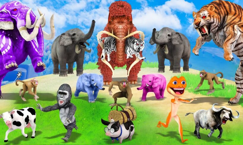 Giant Elephant Cow Gorilla vs Zombie Tiger Attack Cow Buffalo Baby Elephant Animal Revolt Battle