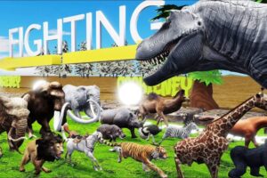 The Ultimate Battle: 44 Wild Animals vs. Tyrannosaurus Epic Battle