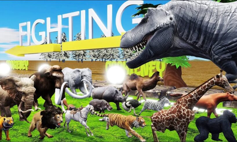 The Ultimate Battle: 44 Wild Animals vs. Tyrannosaurus Epic Battle