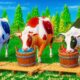 Color Cows & Animals Cartoon Compilation: Wild Animal Fights | Farm Diorama Adventures!