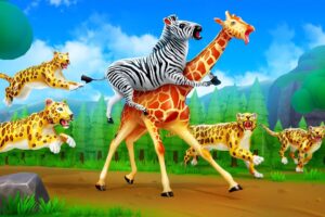 Crazy Giraffe vs Wild Cheetah | Animal Fights Cartoon Comedy | Comical Encounter 3D Animation