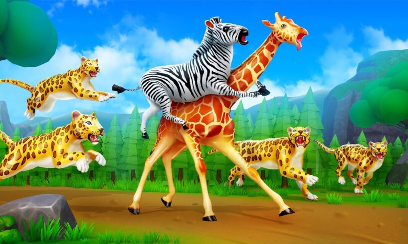 Crazy Giraffe vs Wild Cheetah | Animal Fights Cartoon Comedy | Comical Encounter 3D Animation