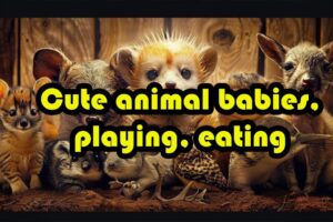 Cute Baby Animals, playing, eating