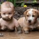 Cute Puppies Play with Baby in Mud – Funniest Messy Moments!