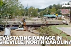 Drone video shows devastating damage in Asheville, NC from Hurricane Helene flooding