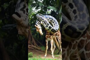 Giant python fights with giraffe  #animals