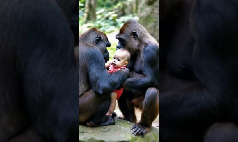 Gorilla discovers baby #cute #animals #funny #pets #baby