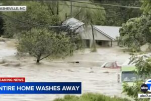 House floats away, collapses as Helene leaves North Carolina under water