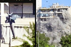 Moment Israeli bomb hits Lebanon building in major airstrike