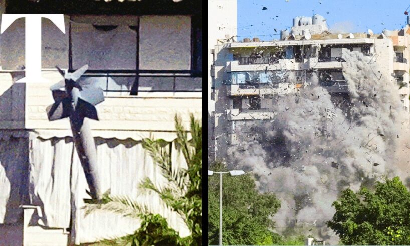 Moment Israeli bomb hits Lebanon building in major airstrike