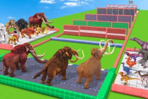 Prehistoric Mammals Vs ARK Prehistoric Animals Race Through Blocks - Animal Revolt Battle Simulator