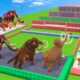 Prehistoric Mammals Vs ARK Prehistoric Animals Race Through Blocks - Animal Revolt Battle Simulator