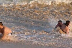 Swimmer caught in the undertow current at 2011 at Cabo San Lucas