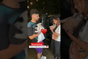 Tejran love  with cute puppies #tejran #shorts #tejaswiprakash #karankundra #puppies #teju