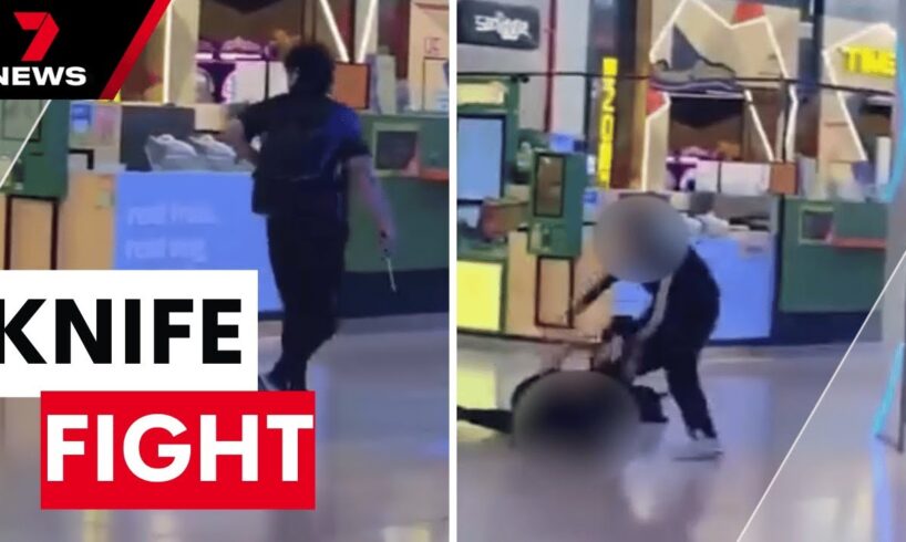 Wild teen knife fight caught on camera inside Elizabeth shopping centre | 7NEWS