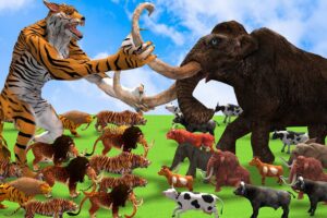 10 African Elephant Vs 10 Giant Tiger Save Cow Video Buffalo From Tiger Wolf Vs Mammoth Elephant