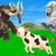 10 Mammoth Elephant Cow vs 10 Zombie Bull vs 10 Giant Lion Tiger Attack Cow Gorilla Save By Mammoth