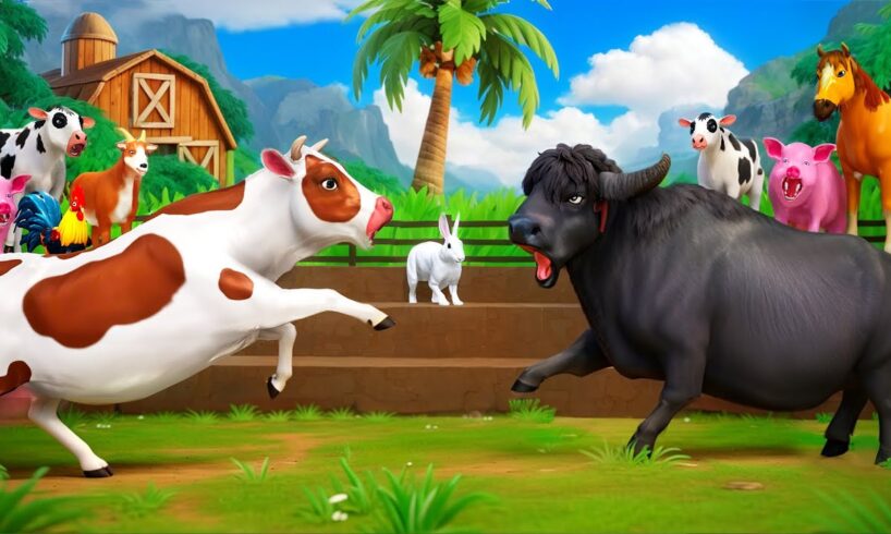 Epic Farm Animals Fight: Cow vs. Buffalo, Horse vs. Pig, Goat vs. Sheep! Animal Revolt Simulator