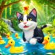 Hero Cat Saves Ducklings from River! 🐱🦆 Heartwarming Rescue | Funny Animals Cartoon 2024