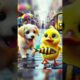 Little yellow duck grilled fish eaten by cute puppies #cuteduck #funny #duckshorts