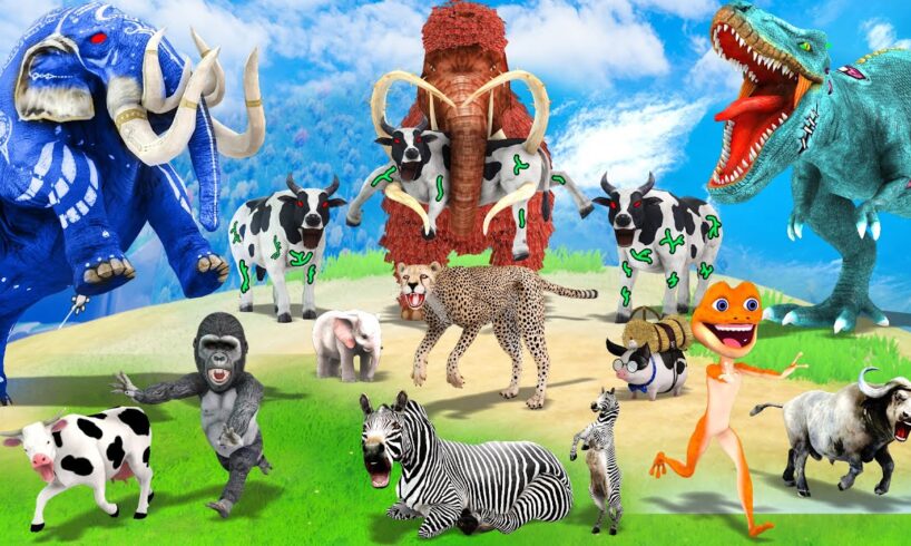 Mammoth Elephant Gorilla vs Giant Dinosaur 3 Zombie Cow Cheetah Attack Baby Elephant Zebra Buffalo