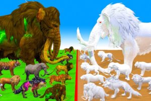 Prehistoric Animals Epic Battle Real Animals vs White(Albino) Mammals Animal Revolt Battle Simulator