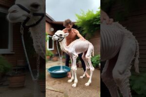 man rescue a weak baby camel🐫 #camel #babycamel #weakanimals #helptheanimals #rescue #humanity