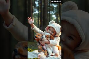 A cute Baby enjoying with cute Puppies #kidtone #Ai #aiBaby #aipuppies