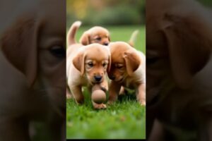 A litter of golden retriever puppies playing #shorts #animals #youtubeshorts