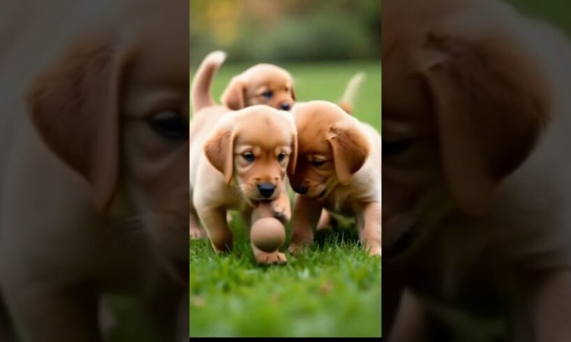 A litter of golden retriever puppies playing #shorts #animals #youtubeshorts