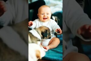 Ai cute baby and dogs are playing #ai #animals #baby #dog #cute #trending#cutebaby #smile #laugh