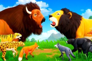 Animal Revolt Battle Simulator! Epic Animal Fights - Lion vs Tiger vs Bison vs Giraffe vs Crocodile!