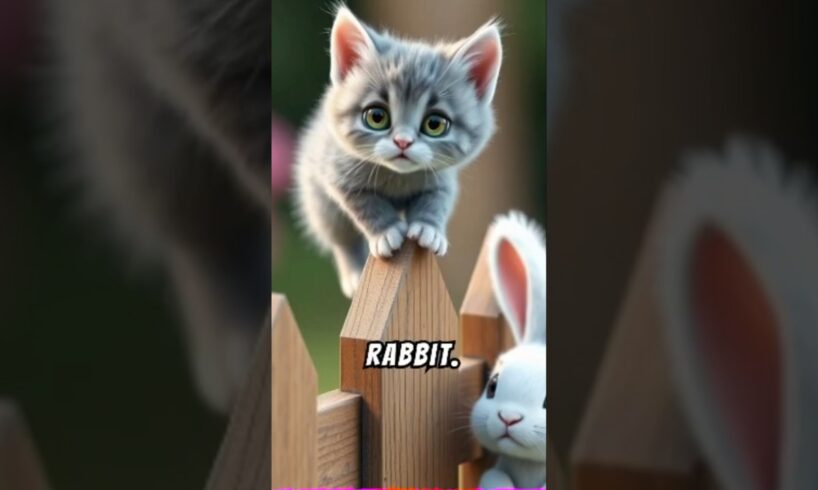 Cute Rabbit Saves Poor Kitten From Falling