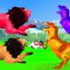 Dinosaur Bull vs Lion Fight Bull Saved By Dinosaur Wild animal revolt battle Animal fights videos