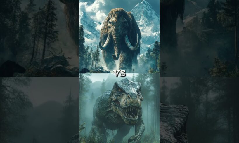 Epic Battle: Dinosaur vs Mammoth. Who's gonna win? #shorts #animals #epicbattle