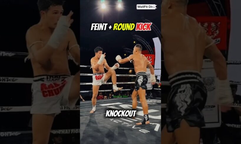 Feint + Round Kick for Street Fight| Boxing Combos for Instant Knockout #taekwondo #muaythai #short