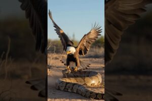 Giant Eagle Fights Python #animals #giantpython