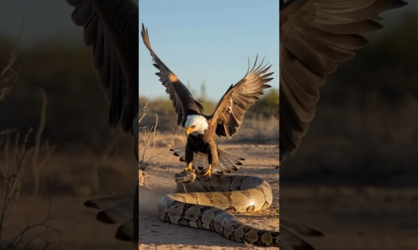 Giant Eagle Fights Python #animals #giantpython