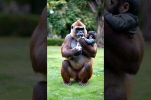 Gorillas and babies play games #animals #gorilla#baby #shorts #funny #love