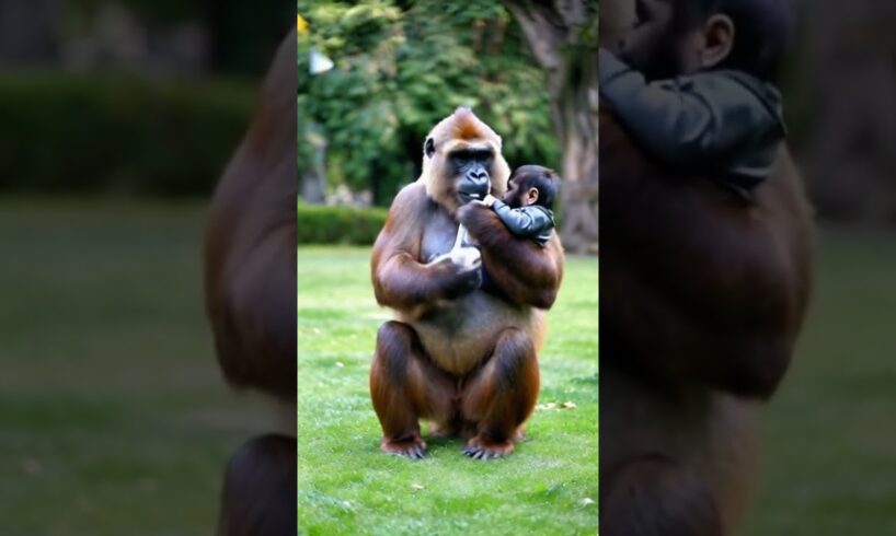 Gorillas and babies play games #animals #gorilla#baby #shorts #funny #love