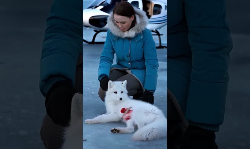 Heartwarming RescueMother Saves White Arctic Fox and Kit | Arctic Wildlife Fox RescueAnimal #shorts