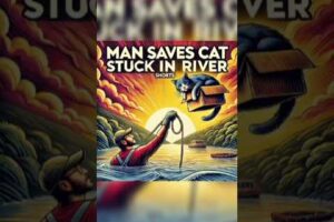 "Heroic Rescue: Man Saves Cat Stuck in River!" #shorts #animals #heartwarming #wholesome #story