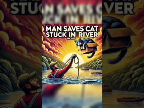 "Heroic Rescue: Man Saves Cat Stuck in River!" #shorts #animals #heartwarming #wholesome #story