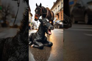 Lonely newborn black baby horse #horse #animals #lonely #babyanimal