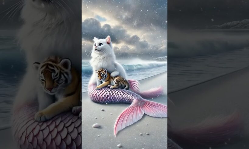 Mermaid Cat Rescues Injured Tiger Cub 😿 | Heartwarming AI Cat Story 🐯💖 #Cat #AICat #CatLover