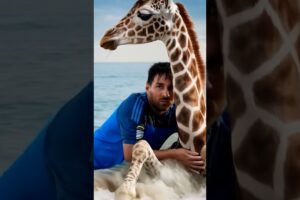 Messi Saves Giraffe from the Sea 🌊 #agt #americasgottalent #football #messi #ai #midjourney #animals