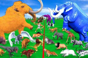 Modern Mammals vs Cenozoic Beasts Size Comparison Mammoth T-Rex Vs Elephant Lion Animal Epic Battle