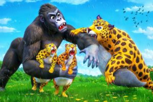 Mother Leopard Rescues Cubs from Angry Gorilla - Chubby Animals Fights & Funny Moments!