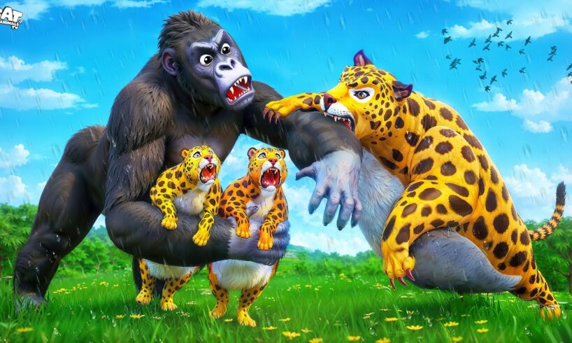 Mother Leopard Rescues Cubs from Angry Gorilla - Chubby Animals Fights & Funny Moments!